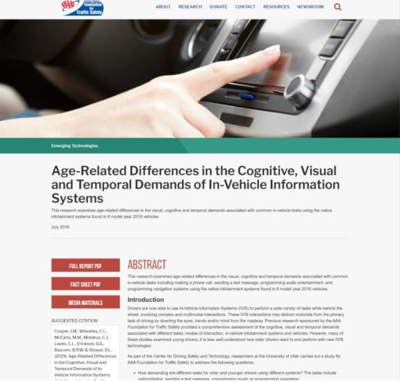 In-Vehicle Infotainment Systems Especially Distracting to Older Drivers ...