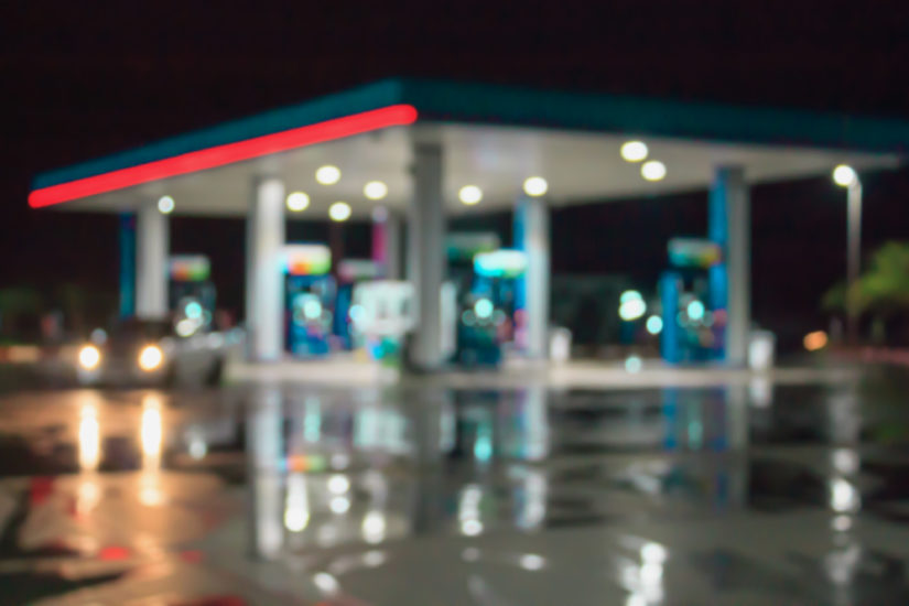 gas station at night