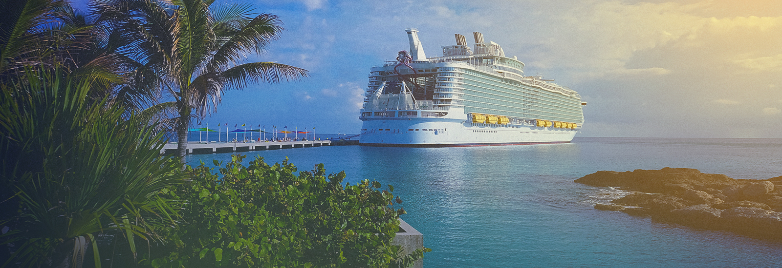 Cruise ship sailing beautiful tropical waters